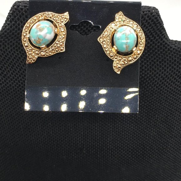 1380 Sarah Cov Earrings Clip On Vintage Gold Toned - Picture 6 of 7